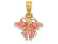 FJC Finejewelers 14k Yellow Gold Mini Pink Butterflyenamel Charm