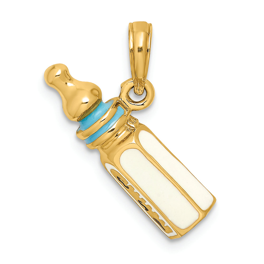 FJC Finejewelers 14k Yellow Gold 3d Baby Bottle Light Blue Charm
