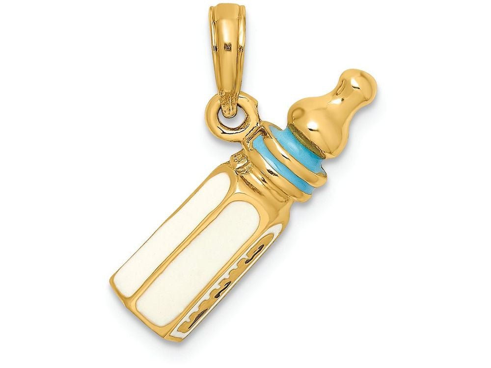 FJC Finejewelers 14k Yellow Gold 3d Baby Bottle Light Blue Charm