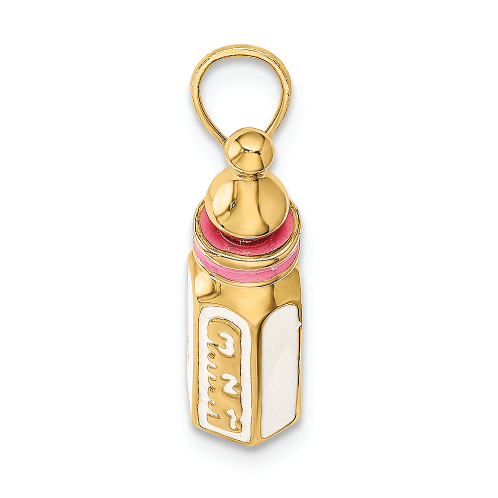FJC Finejewelers 14k Yellow Gold 3d Baby Bottle Pink Charm