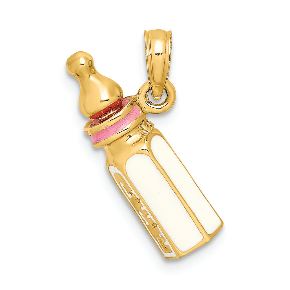 FJC Finejewelers 14k Yellow Gold 3d Baby Bottle Pink Charm