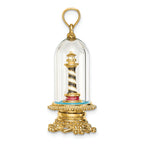 FJC Finejewelers 14k Yellow Gold 3d Enamel Lighthouse In Glass Dome Charm