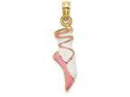 FJC Finejewelers 14k Yellow Gold 3d Enamel Ballet Shoepink White Charm