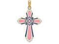 FJC Finejewelers 14k Yellow Gold 3d Pink Enamel Cross Accent Charm