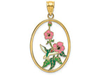 FJC Finejewelers 14k Yellow Gold Hummingbird Flowers In Oval with Enamel Charm