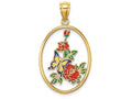 FJC Finejewelers 14k Yellow Gold Yellow Butterfly In Oval with Enamel Red Flower Charm