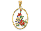FJC Finejewelers 14k Yellow Gold Yellow Butterfly In Oval with Enamel Red Flower Charm