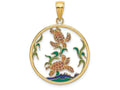 FJC Finejewelers 14k Yellow Gold Sea Turtles In Circle with Enamel Charm