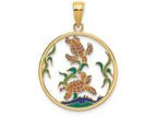FJC Finejewelers 14k Yellow Gold Sea Turtles In Circle with Enamel Charm
