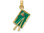 FJC Finejewelers 14k Yellow Gold 3d Pool Table with Enamel Charm
