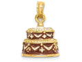 FJC Finejewelers 14k Yellow Gold 3d Happy Birthday Cake with Brown Frosting Charm