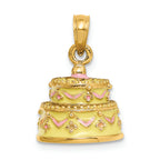 FJC Finejewelers 14k Yellow Gold 3d Happy Anniversary Cake with Yellow Frosting Charm