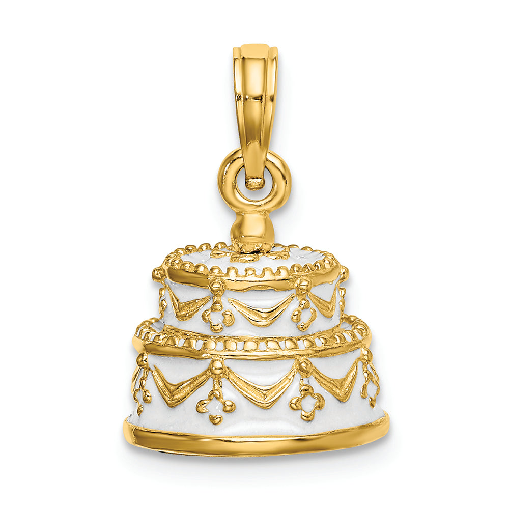 FJC Finejewelers 14k Yellow Gold 3d Just Married Cake Frostingwedding Cake Charm