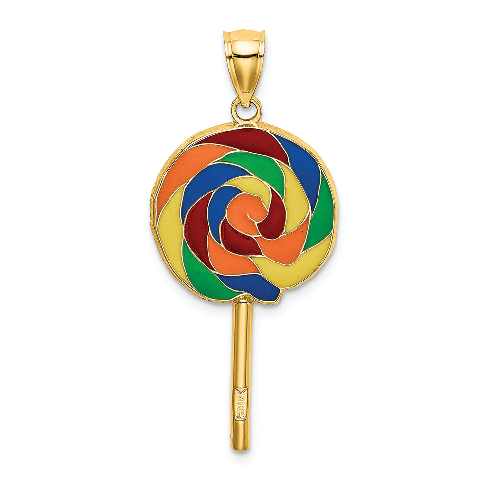 FJC Finejewelers 14k Yellow Gold Large 3d Lollipop with Multi-color Enamel Charm
