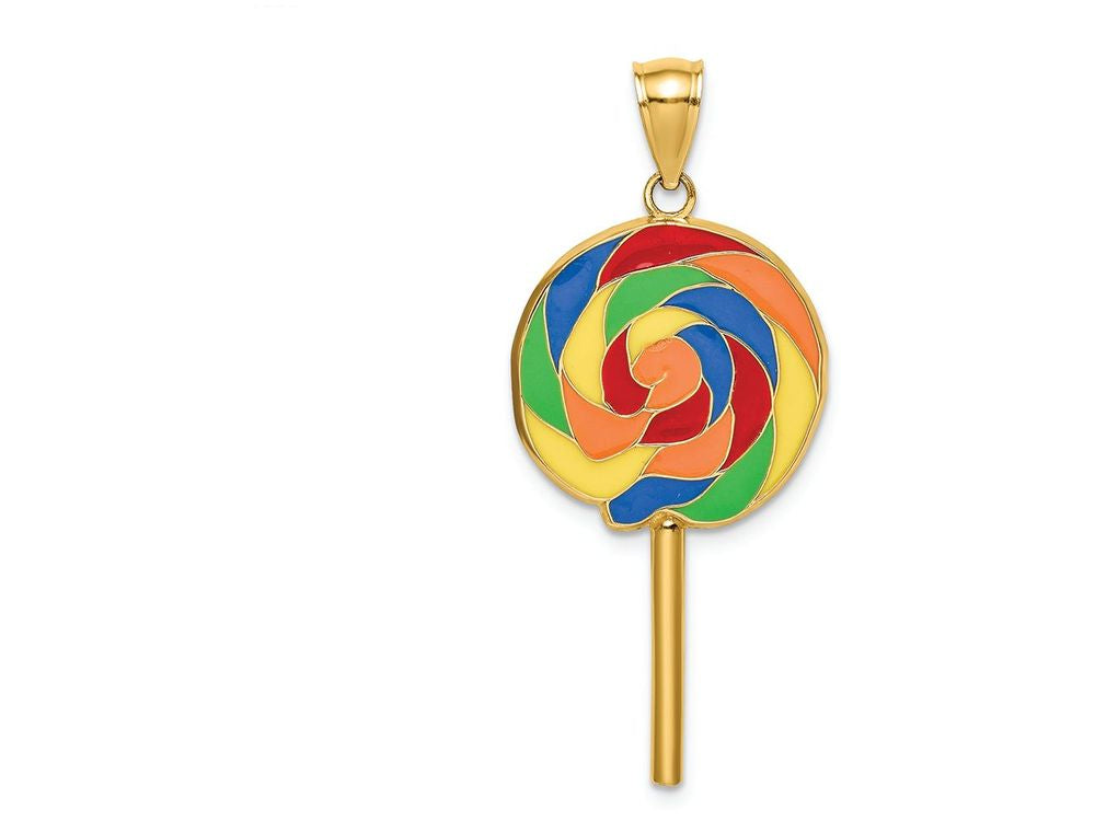 FJC Finejewelers 14k Yellow Gold Large 3d Lollipop with Multi-color Enamel Charm