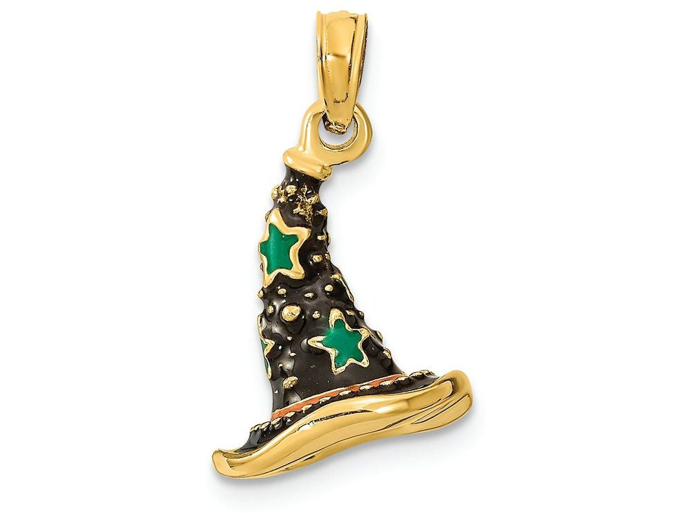 FJC Finejewelers 14k Yellow Gold 3d Witch's Hat with Enamel - Halloween Charm