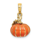 FJC Finejewelers 14k Yellow Gold 3d Orange Pumpkin with Enamel - Halloween Charm