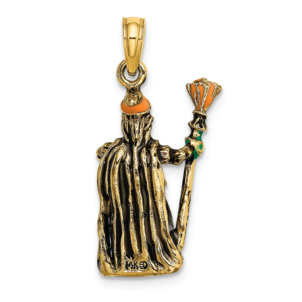 FJC Finejewelers 14k Yellow Gold 3d Witch Standing with Broomenamel - Halloween Charm