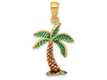 FJC Finejewelers 14k Yellow Gold Enamel Palm Tree with Green Palms Brown Trunk Charm