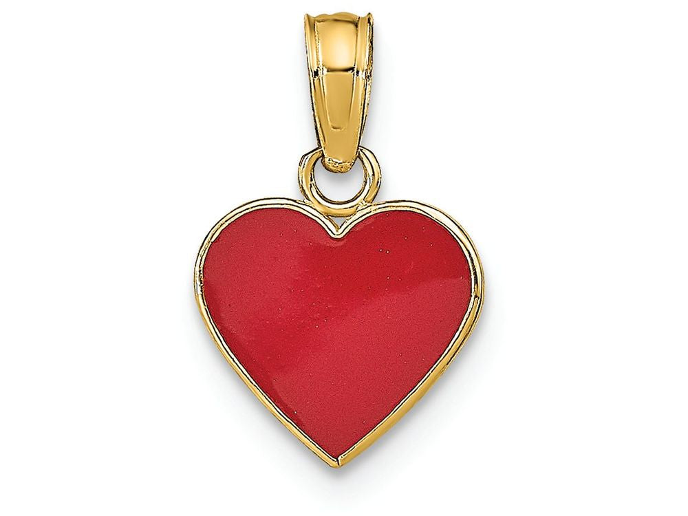 FJC Finejewelers 14k Yellow Gold 3d Mini Red Heartreversible Enamel Charm
