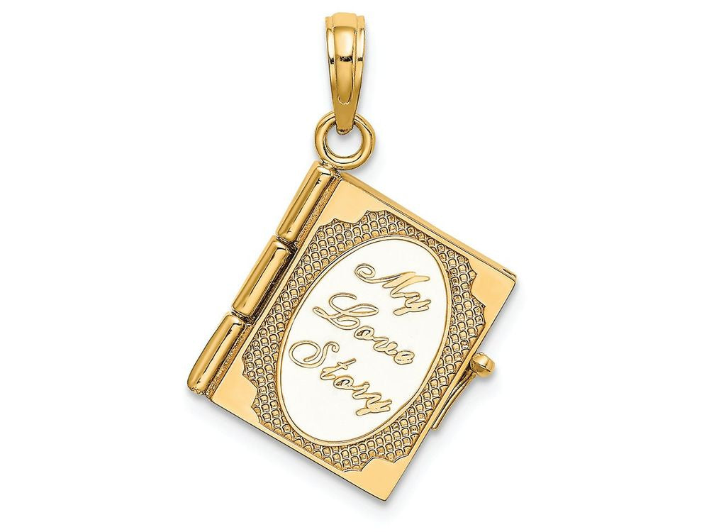 FJC Finejewelers 14k Yellow Gold 3d "my Love Story" Book Cover Heartsmoveable Charm