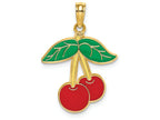 FJC Finejewelers 14k Yellow Gold Cherries with Enamel Stem Leafflat Charm