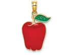 FJC Finejewelers 14k Yellow Gold Enamel Red Delicious Apple with Stem Leaf Charm