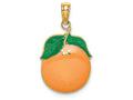 FJC Finejewelers 14k Yellow Gold Enamel Orange with Stem Leaf Charm