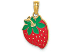 FJC Finejewelers 14k Yellow Gold Enamel Strawberry with Stem Leaf Charm