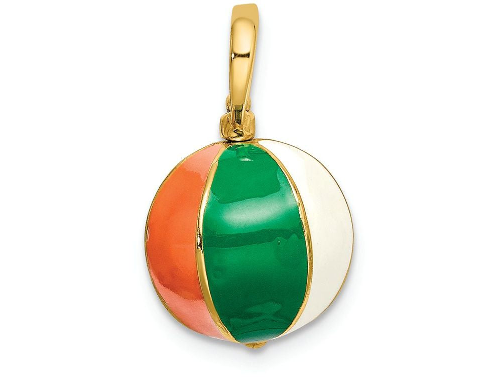 FJC Finejewelers 14k Yellow Gold 3d Enamel Beach Ballmuli-color Charm