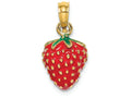 FJC Finejewelers 14k Yellow Gold 3d Enamel Strawberry with Leaf Charm