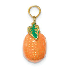 FJC Finejewelers 14k Yellow Gold 3d Enamel Orange with Stem Leaf Charm