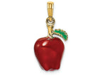 FJC Finejewelers 14k Yellow Gold 3d Enamel Red Delicious Apple with Stem Leaf Charm