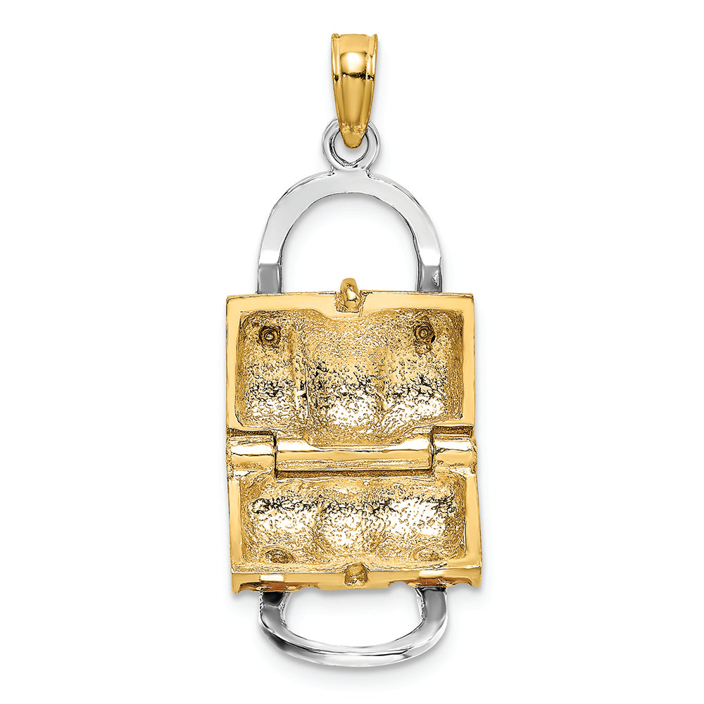 FJC Finejewelers 14k Yellow Gold 3d Pink Duffle Double Strap Handbagmoveable Charm
