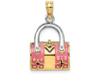 FJC Finejewelers 14k Yellow Gold 3d Pink Duffle Double Strap Handbagmoveable Charm