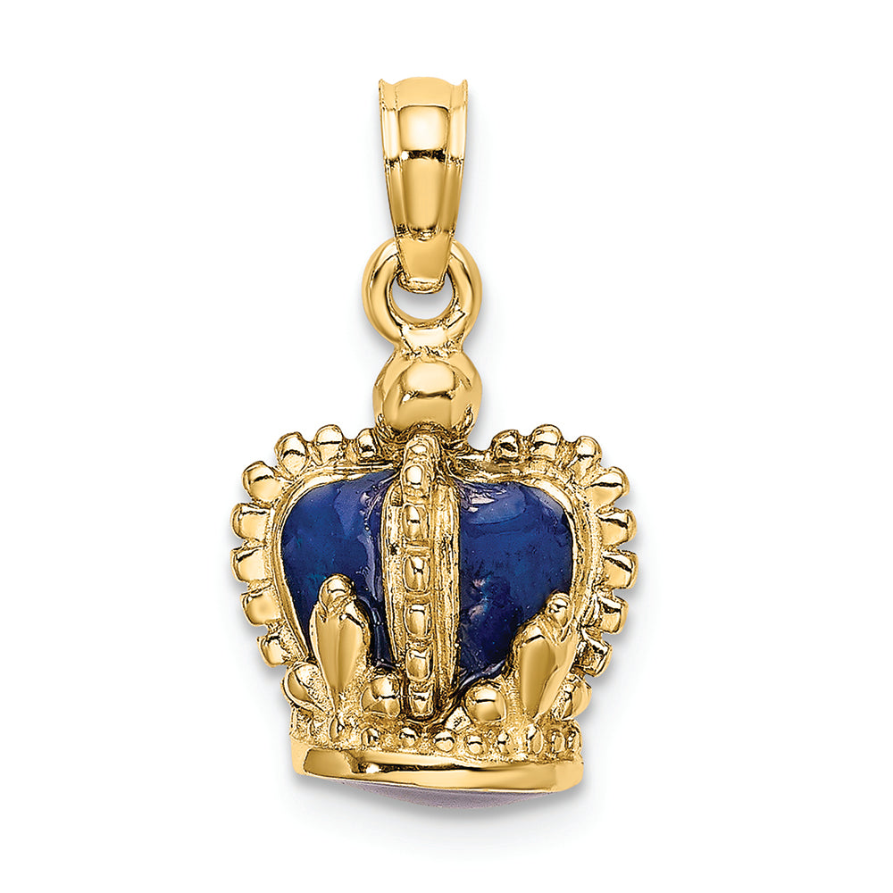 FJC Finejewelers 14k Yellow Gold 3d Crown with Blue Enamel Inside Charm