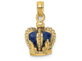 FJC Finejewelers 14k Yellow Gold 3d Crown with Blue Enamel Inside Charm