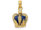 FJC Finejewelers 14k Yellow Gold 3d Crown with Blue Enamel Inside Charm