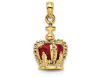 FJC Finejewelers 14k Yellow Gold 3d Crown with Red Enamel Inside with Cross On Top Charm