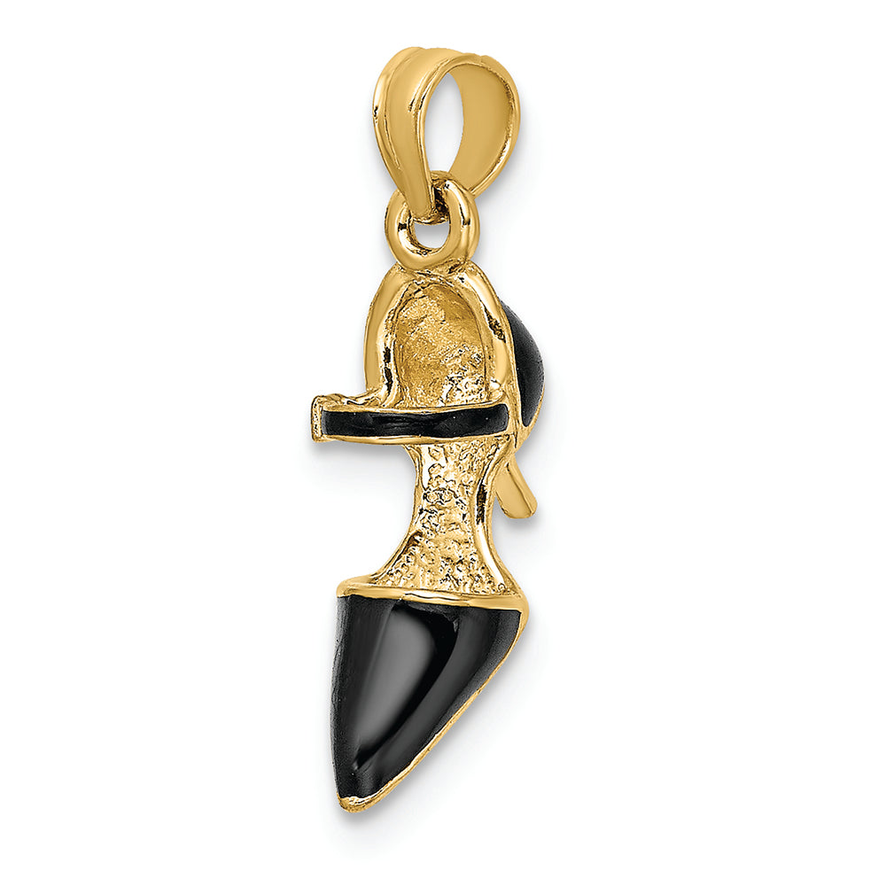 FJC Finejewelers 14k Yellow Gold 3d Black Closed Toe High Heel Shoe Charm