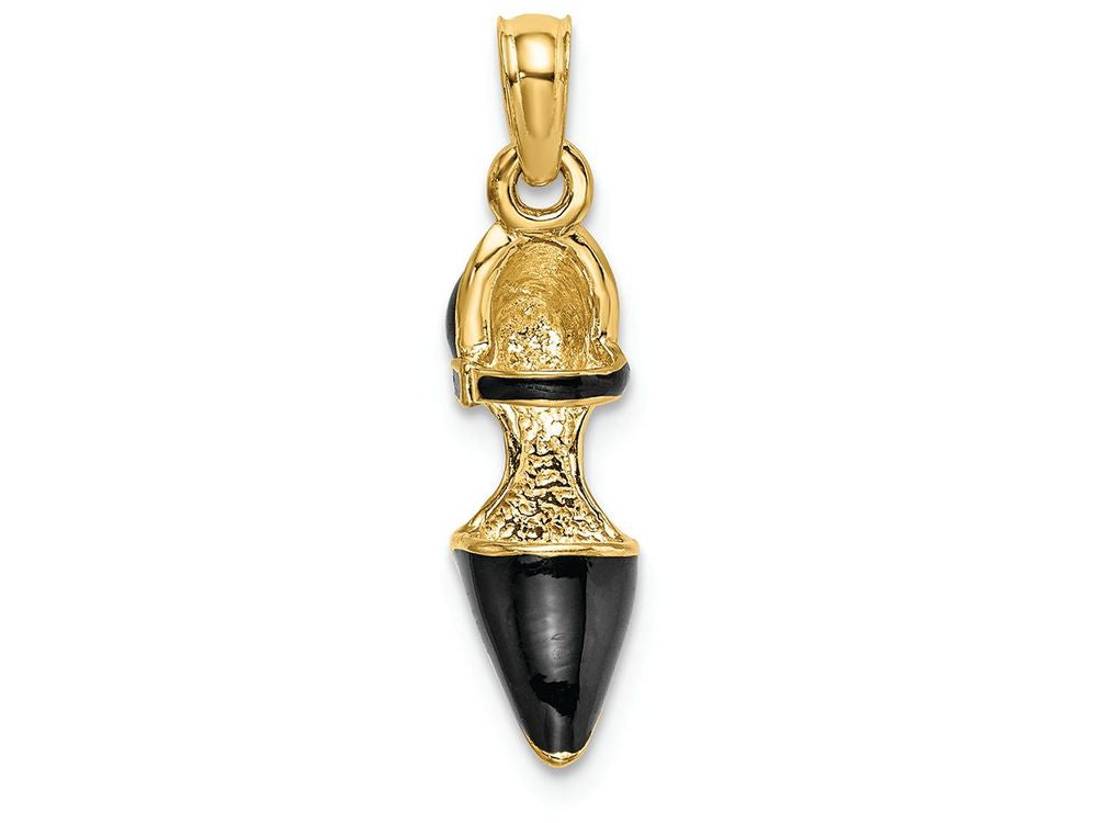 FJC Finejewelers 14k Yellow Gold 3d Black Closed Toe High Heel Shoe Charm