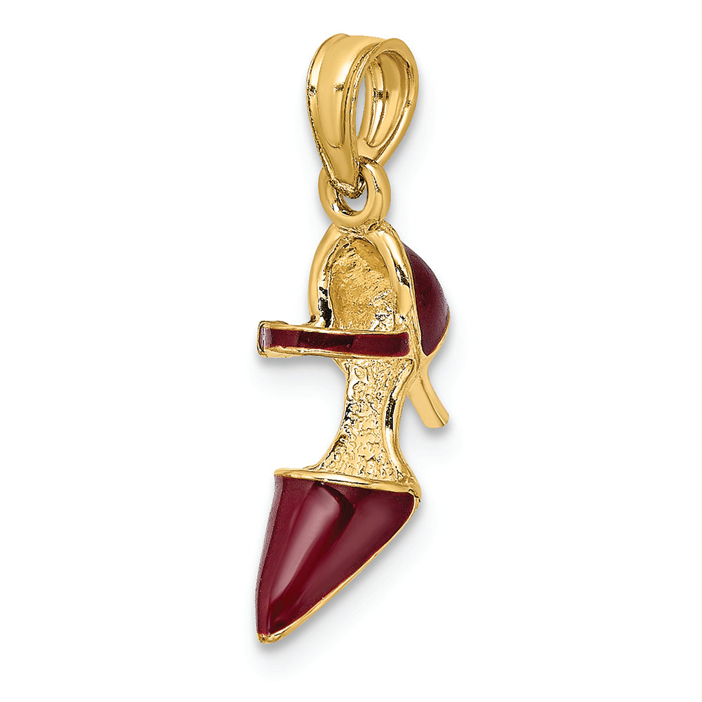 FJC Finejewelers 14k Yellow Gold 3d Maroon Closed Toe High Heel Shoe Charm