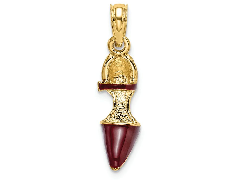 FJC Finejewelers 14k Yellow Gold 3d Maroon Closed Toe High Heel Shoe Charm