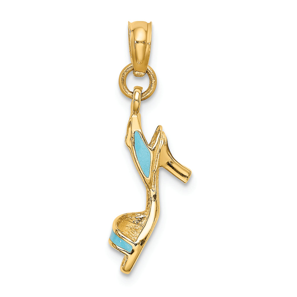 FJC Finejewelers 14k Yellow Gold Aqua Open Toe High Heel 3d Shoe Charm