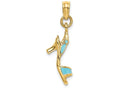 FJC Finejewelers 14k Yellow Gold Aqua Open Toe High Heel 3d Shoe Charm