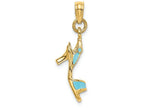 FJC Finejewelers 14k Yellow Gold Aqua Open Toe High Heel 3d Shoe Charm