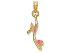 FJC Finejewelers 14k Yellow Gold Pink Open Toe High Heel 3d Shoe Charm