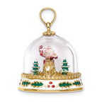 FJC Finejewelers 14k Yellow Gold 3D Christmas Snow Globe with Santa Sled Reindeer Charm