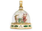 FJC Finejewelers 14k Yellow Gold 3D Christmas Snow Globe with Santa Sled Reindeer Charm