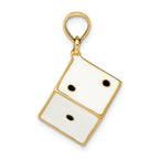 FJC Finejewelers 14k Yellow Gold 3d Enamel Dice - White with Black Dots Charm